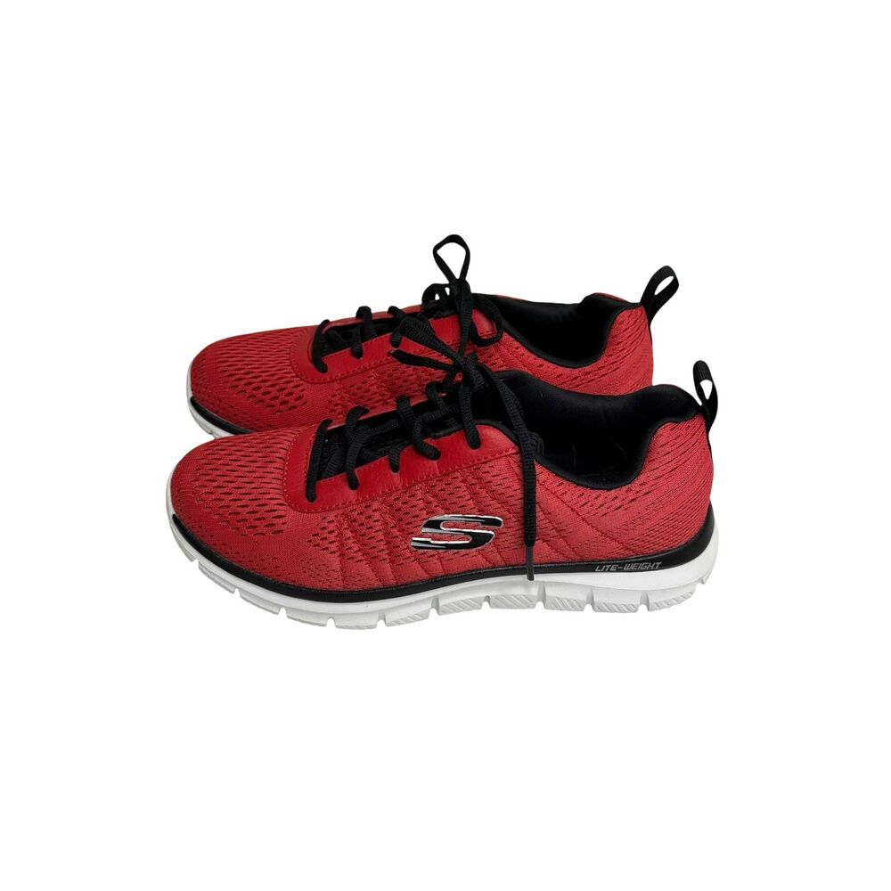 Skechers Lite Weight Mesh Sneaker Shoes Memory Foam Women Red 7